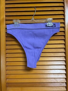 Hanes Lavender Ribbed Thong with Logo Waistband
